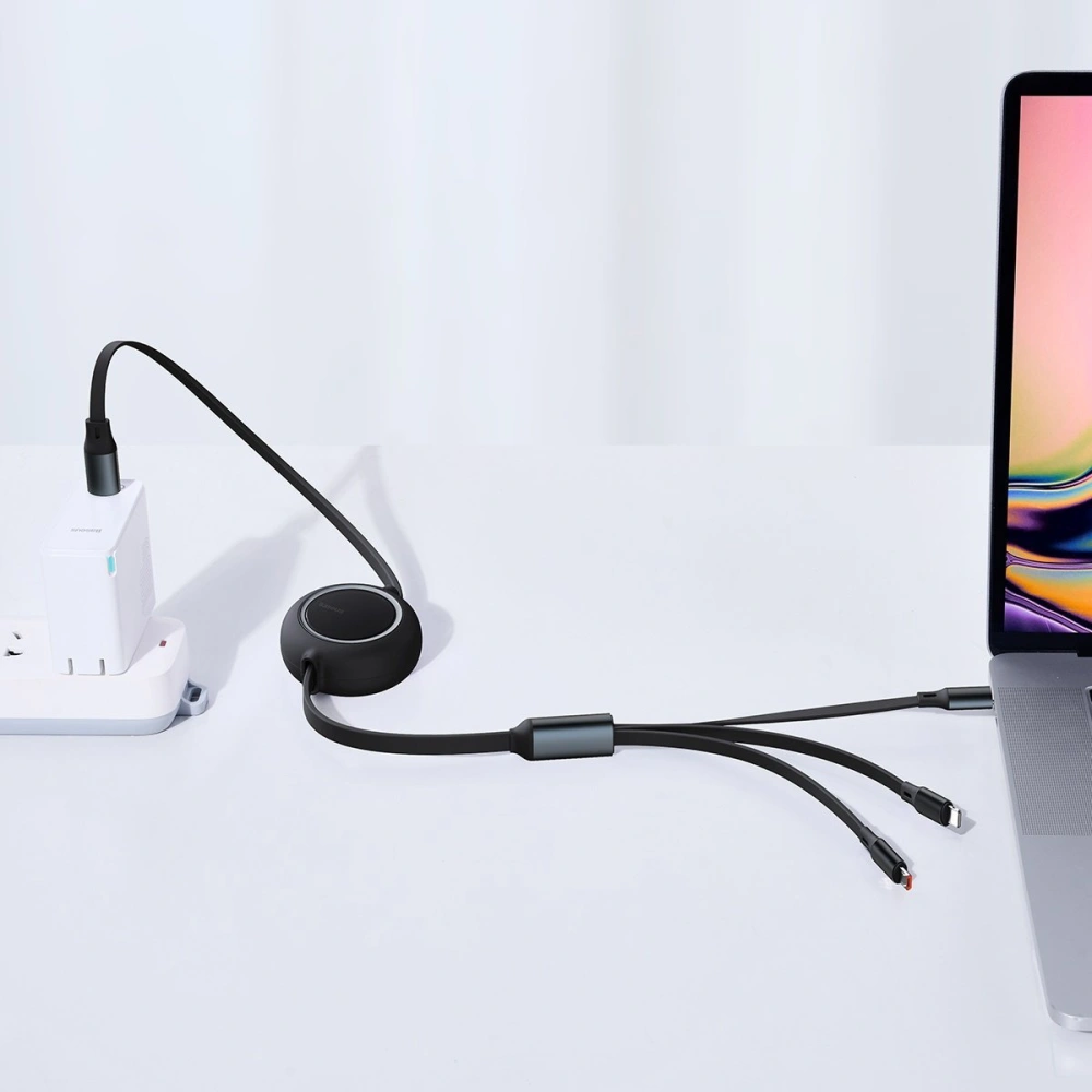 Hurtownia GSM - Kabel USB 3w1 Baseus Bright Mirror, USB do micro USB / USB-C / Lightning, 100W, 1.2m (černý) - BSU2809BLK - {ean13} - Hurt