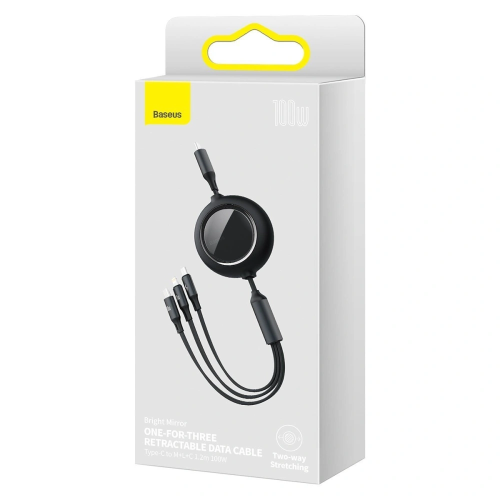 Hurtownia GSM - Kabel USB 3w1 Baseus Bright Mirror, USB do micro USB / USB-C / Lightning, 100W, 1.2m (černý) - BSU2809BLK - {ean13} - Hurt
