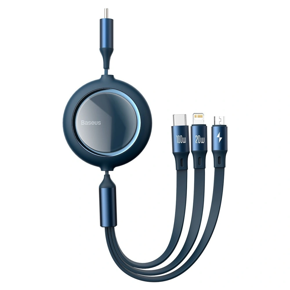 Hurtownia GSM - Kabel USB 3w1 Baseus Bright Mirror, USB do micro USB / USB-C / Lightning, 100W, 1.2m (modrý) - BSU2810BLU - {ean13} - Hurt
