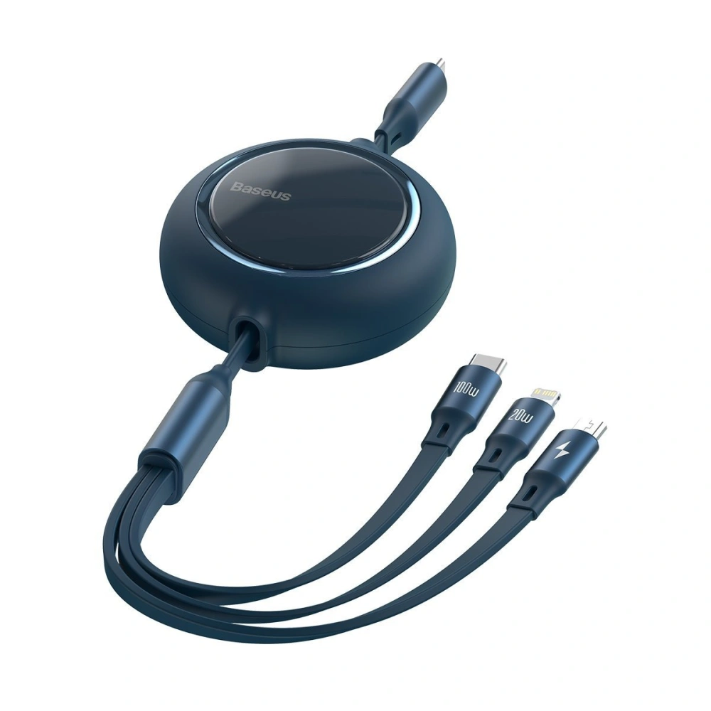 Hurtownia GSM - Kabel USB 3w1 Baseus Bright Mirror, USB do micro USB / USB-C / Lightning, 100W, 1.2m (modrý) - BSU2810BLU - {ean13} - Hurt