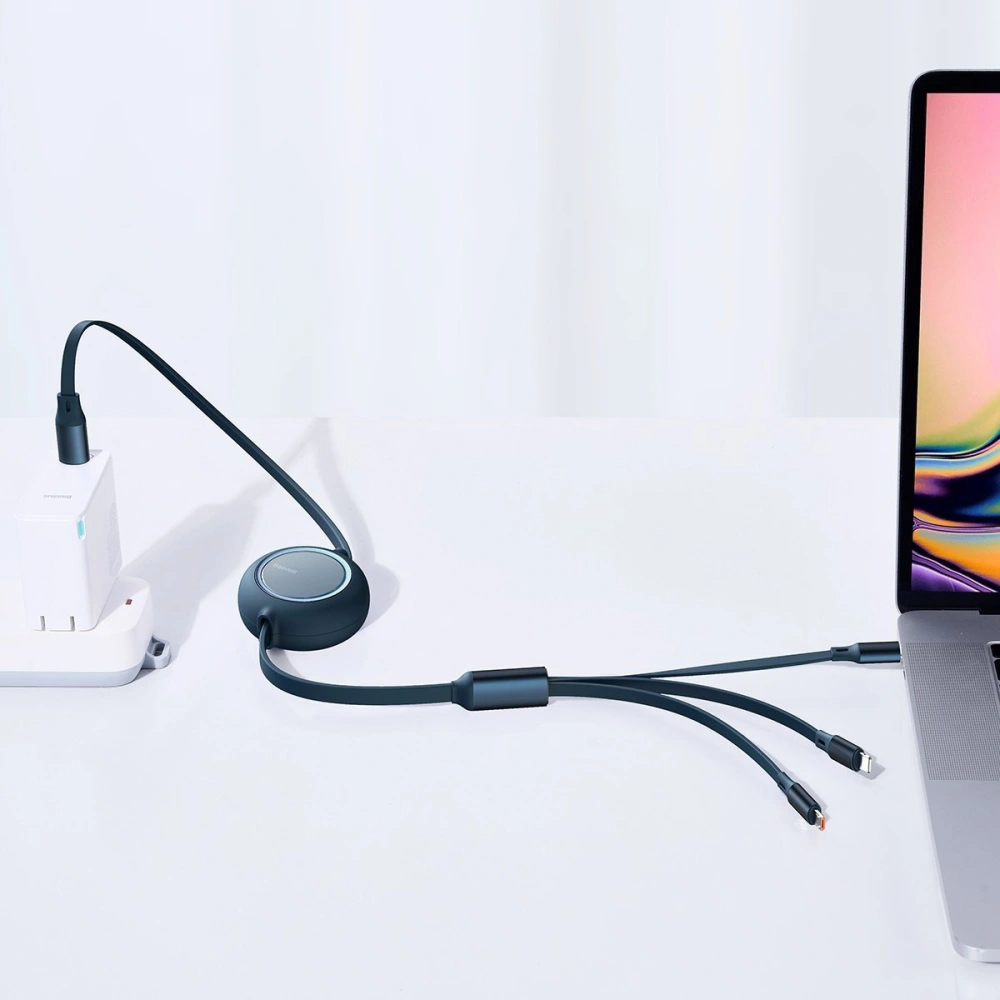 Hurtownia GSM - Kabel USB 3w1 Baseus Bright Mirror, USB do micro USB / USB-C / Lightning, 100W, 1.2m (modrý) - BSU2810BLU - {ean13} - Hurt
