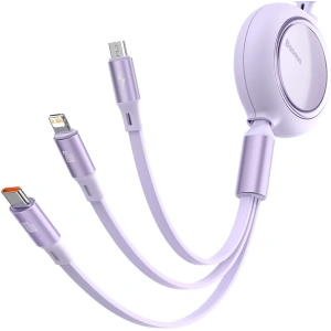 Kabel USB 3w1 Baseus Bright Mirror, USB do micro USB / USB-C / Lightning, 100W, 1.2m (fioletowy)