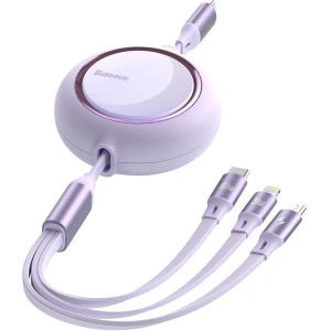 Kabel USB 3w1 Baseus Bright Mirror, USB do micro USB / USB-C / Lightning, 100W, 1.2m (fioletowy)