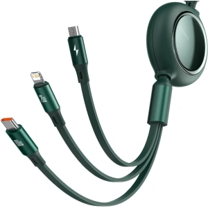 Kabel USB 3w1 Baseus Bright Mirror, USB do micro USB / USB-C / Lightning, 100W, 1.2m (zielony)