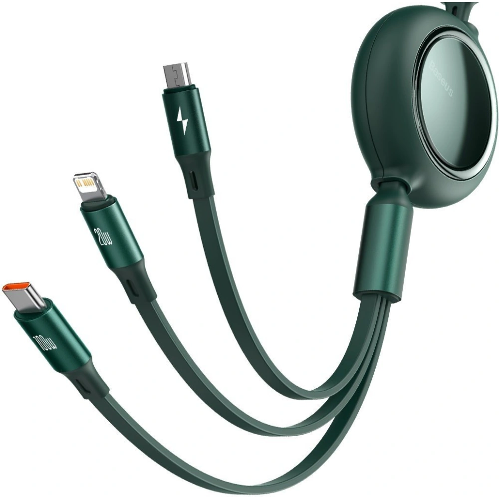 Hurtownia GSM - Kabel USB 3w1 Baseus Bright Mirror, USB do micro USB / USB-C / Lightning, 100W, 1.2m (zelená) - BSU2812GRN - {ean13} - Hurt