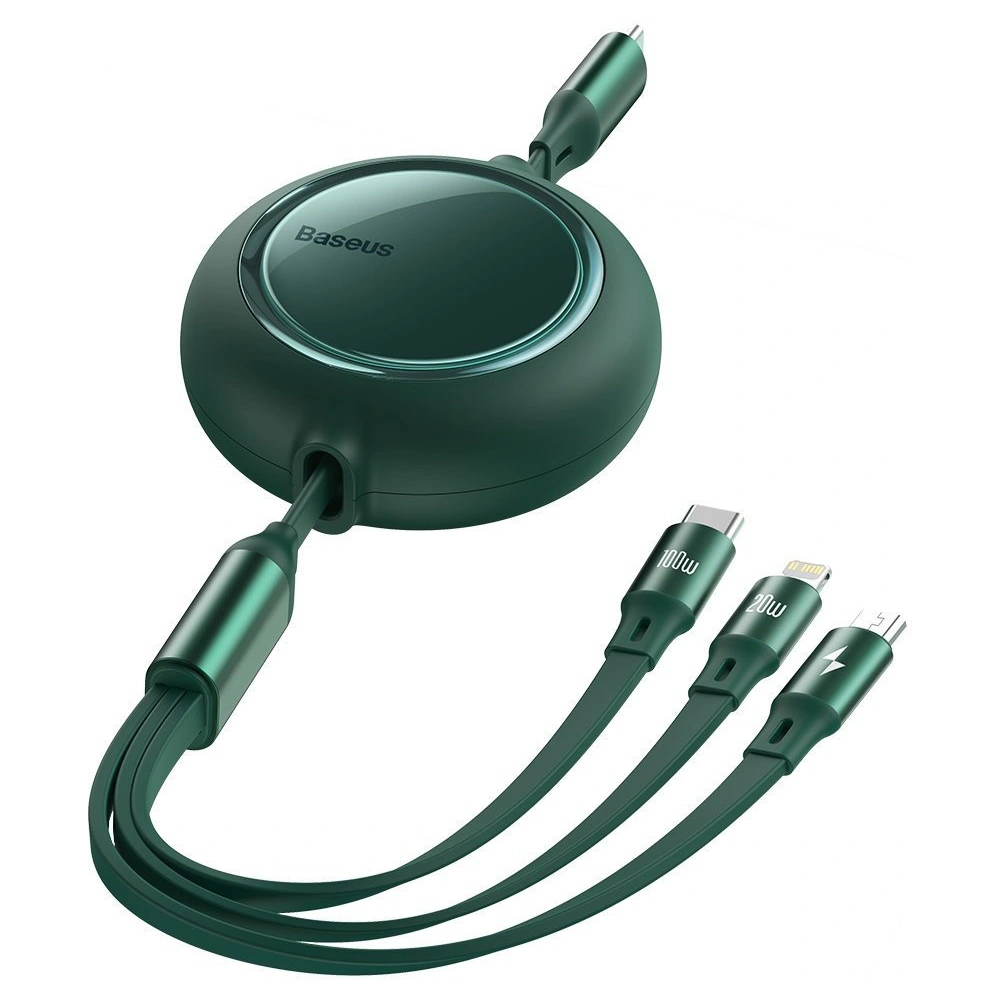 Hurtownia GSM - Kabel USB 3w1 Baseus Bright Mirror, USB do micro USB / USB-C / Lightning, 100W, 1.2m (zelená) - BSU2812GRN - {ean13} - Hurt