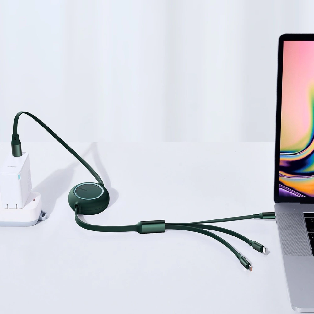 Hurtownia GSM - Kabel USB 3w1 Baseus Bright Mirror, USB do micro USB / USB-C / Lightning, 100W, 1.2m (zelená) - BSU2812GRN - {ean13} - Hurt