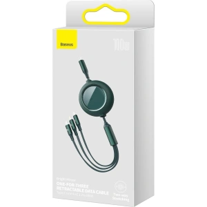 Kabel USB 3w1 Baseus Bright Mirror, USB do micro USB / USB-C / Lightning, 100W, 1.2m (zielony)