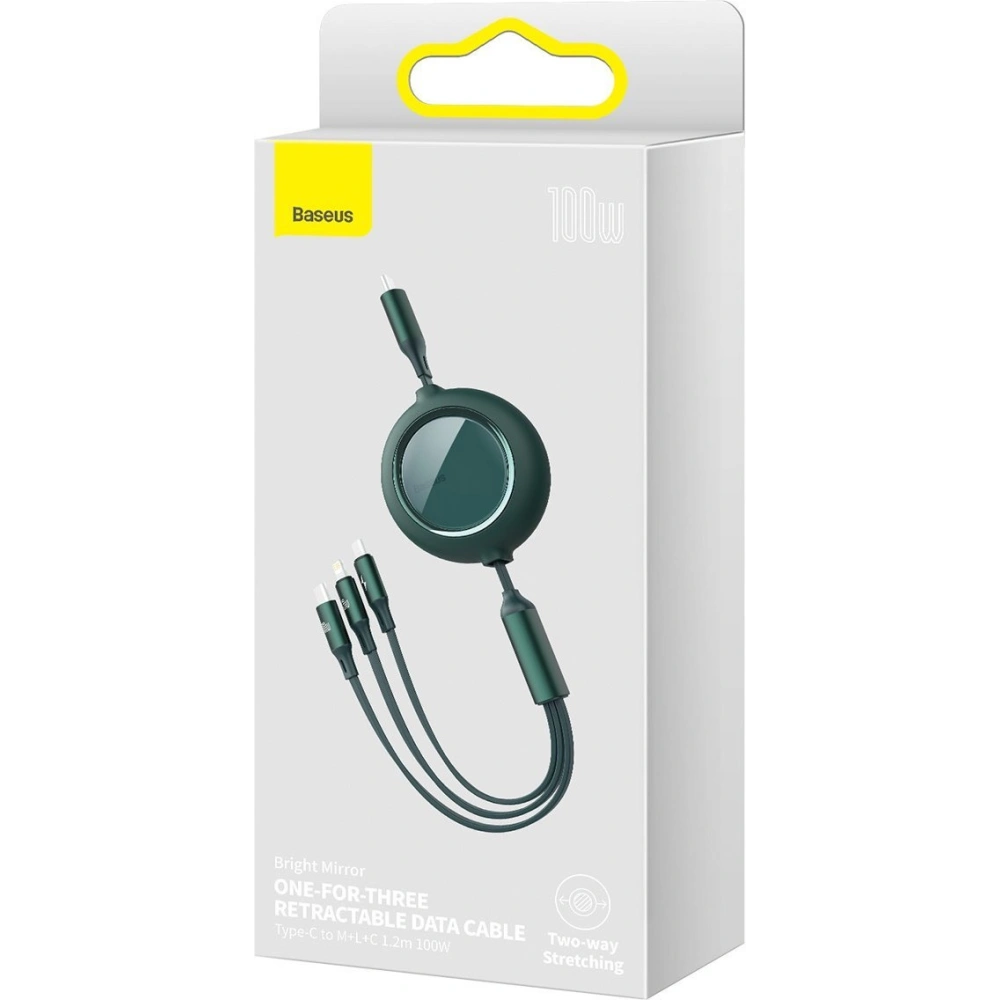 Hurtownia GSM - Kabel USB 3w1 Baseus Bright Mirror, USB do micro USB / USB-C / Lightning, 100W, 1.2m (zelená) - BSU2812GRN - {ean13} - Hurt