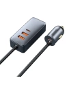 Hurtownia GSM - Ładowarka samochodowa Baseus Share Together z przedłużaczem, 2x USB, 2x USB-C, 120W (szara) - BSU2816GRY - {ean13} - Hurt