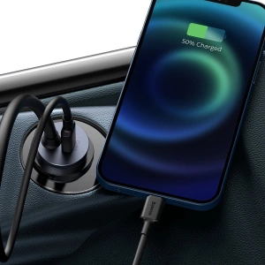 Hurtownia GSM - Ładowarka samochodowa Baseus Share Together z przedłużaczem, 2x USB, 2x USB-C, 120W (szara) - BSU2816GRY - {ean13} - Hurt