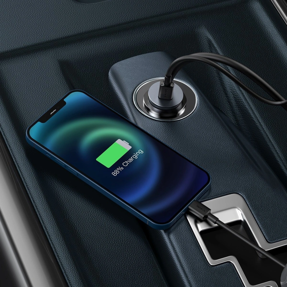 Hurtownia GSM - Ładowarka samochodowa Baseus Share Together z przedłużaczem, 2x USB, 2x USB-C, 120W (szara) - BSU2816GRY - {ean13} - Hurt