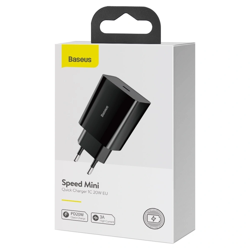 Hurtownia GSM - Síťová nabíječka Baseus Speed Mini Quick Charger, USB-C, PD, 3A, 20W (černá) - BSU2819BLK - {ean13} - Hurt