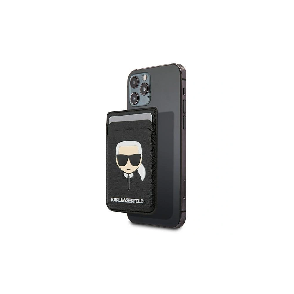 Hurtownia GSM - Kapsa na karty Karl Lagerfeld KLWMSKHSFBK Peněženka s přihrádkou na karty Saffiano Hlava Karla MagSafe černá/black - KLD561BLK - {ean13} - Hurt