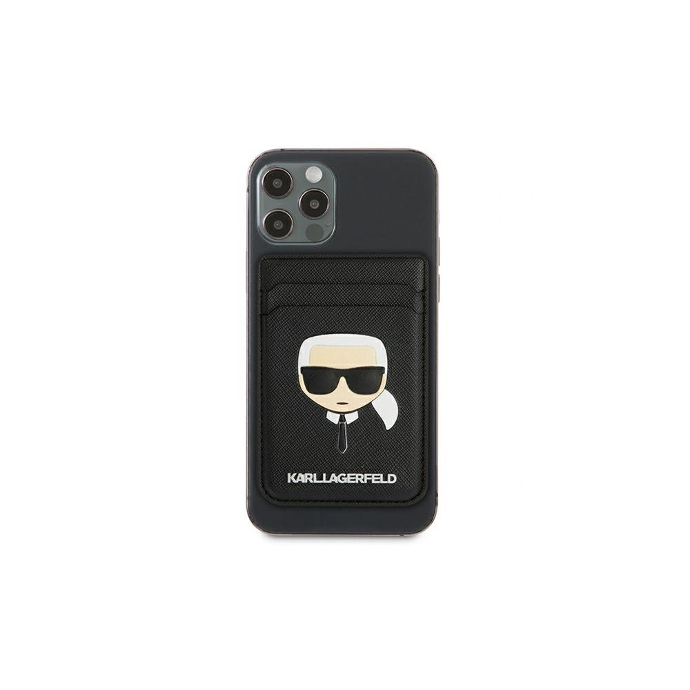 Hurtownia GSM - Kapsa na karty Karl Lagerfeld KLWMSKHSFBK Peněženka s přihrádkou na karty Saffiano Hlava Karla MagSafe černá/black - KLD561BLK - {ean13} - Hurt