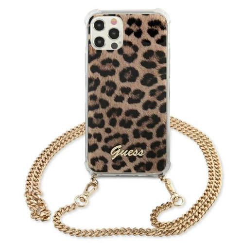 Etui Guess GUHCP12LKCLEO Apple iPhone 12 Pro Max Leopard hardcase Gold Strap