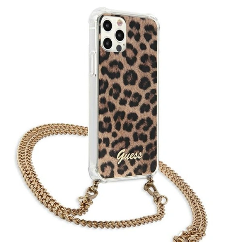 Etui Guess GUHCP12LKCLEO Apple iPhone 12 Pro Max Leopard hardcase Gold Strap