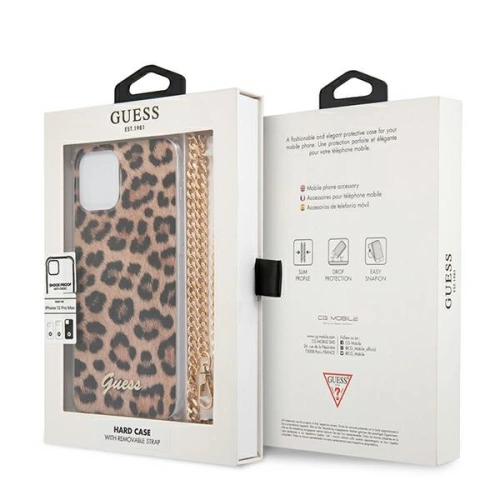 Etui Guess GUHCP12LKCLEO Apple iPhone 12 Pro Max Leopard hardcase Gold Strap