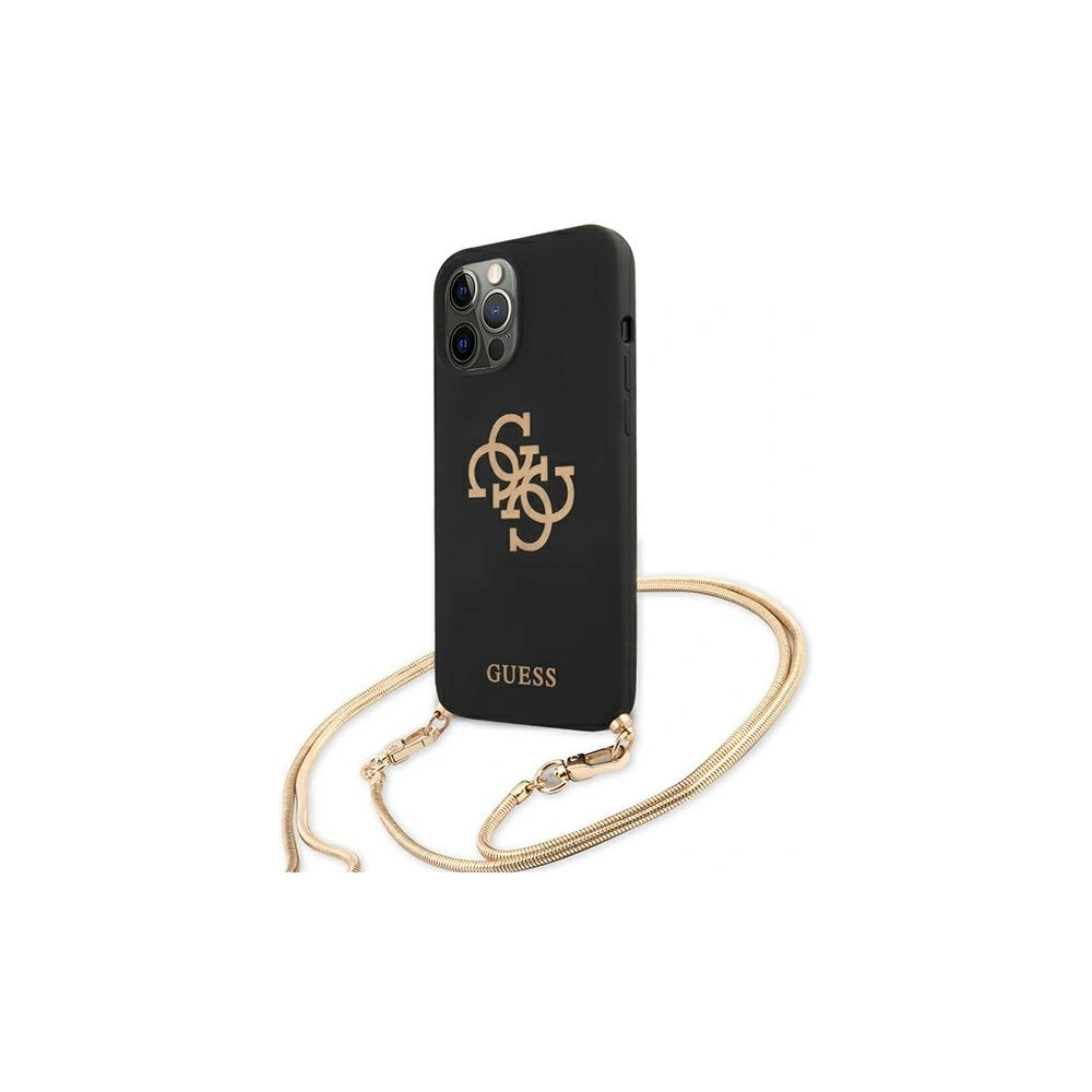 Wholesale Guess GUHCP12LLSC4GBK Apple iPhone 12 Pro Max black hardcase 4G Gold Chain Collection - GUE1070BLK - {ean13} - Hurt