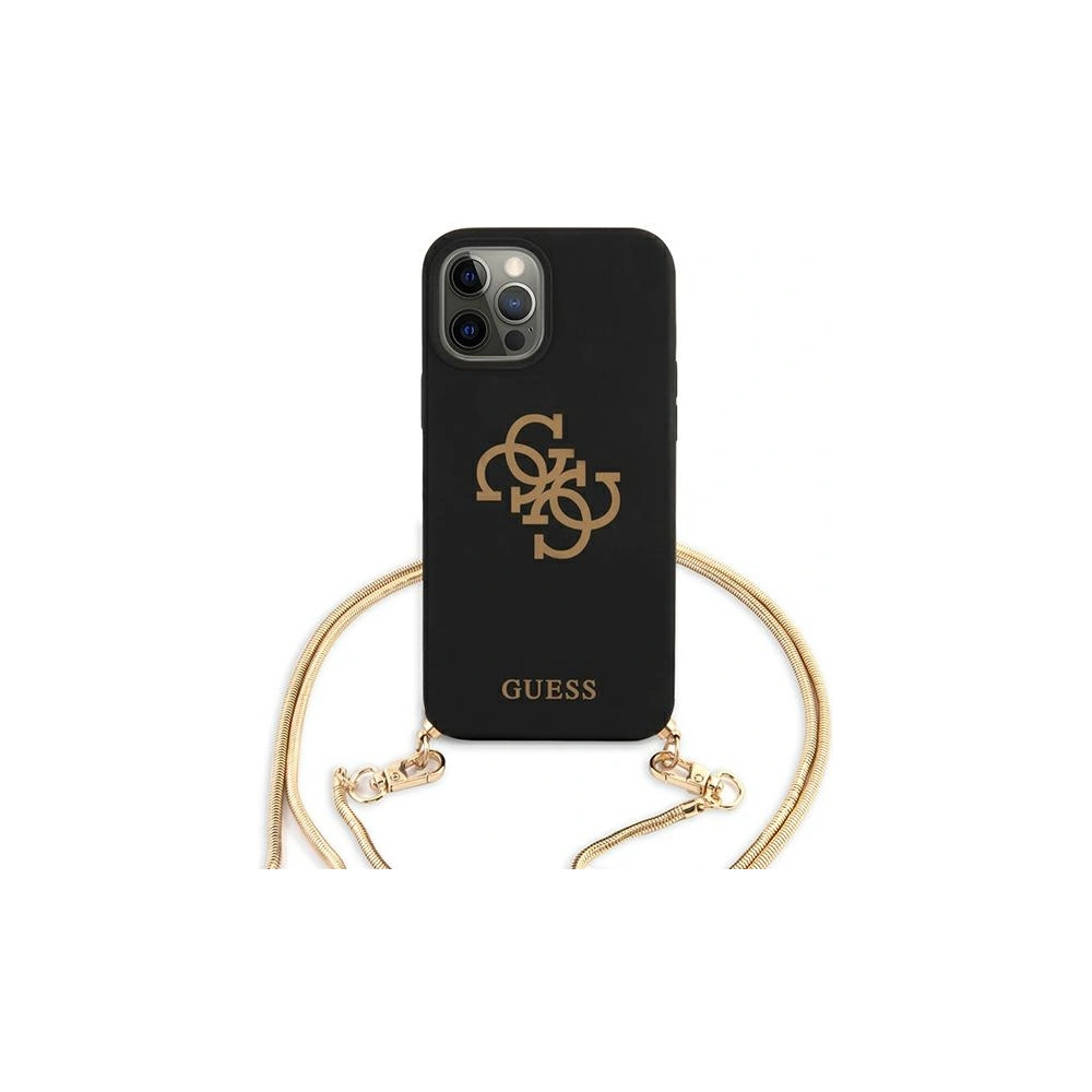 Wholesale Guess GUHCP12LLSC4GBK Apple iPhone 12 Pro Max black hardcase 4G Gold Chain Collection - GUE1070BLK - {ean13} - Hurt