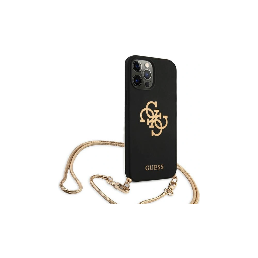 Wholesale Guess GUHCP12LLSC4GBK Apple iPhone 12 Pro Max black hardcase 4G Gold Chain Collection - GUE1070BLK - {ean13} - Hurt