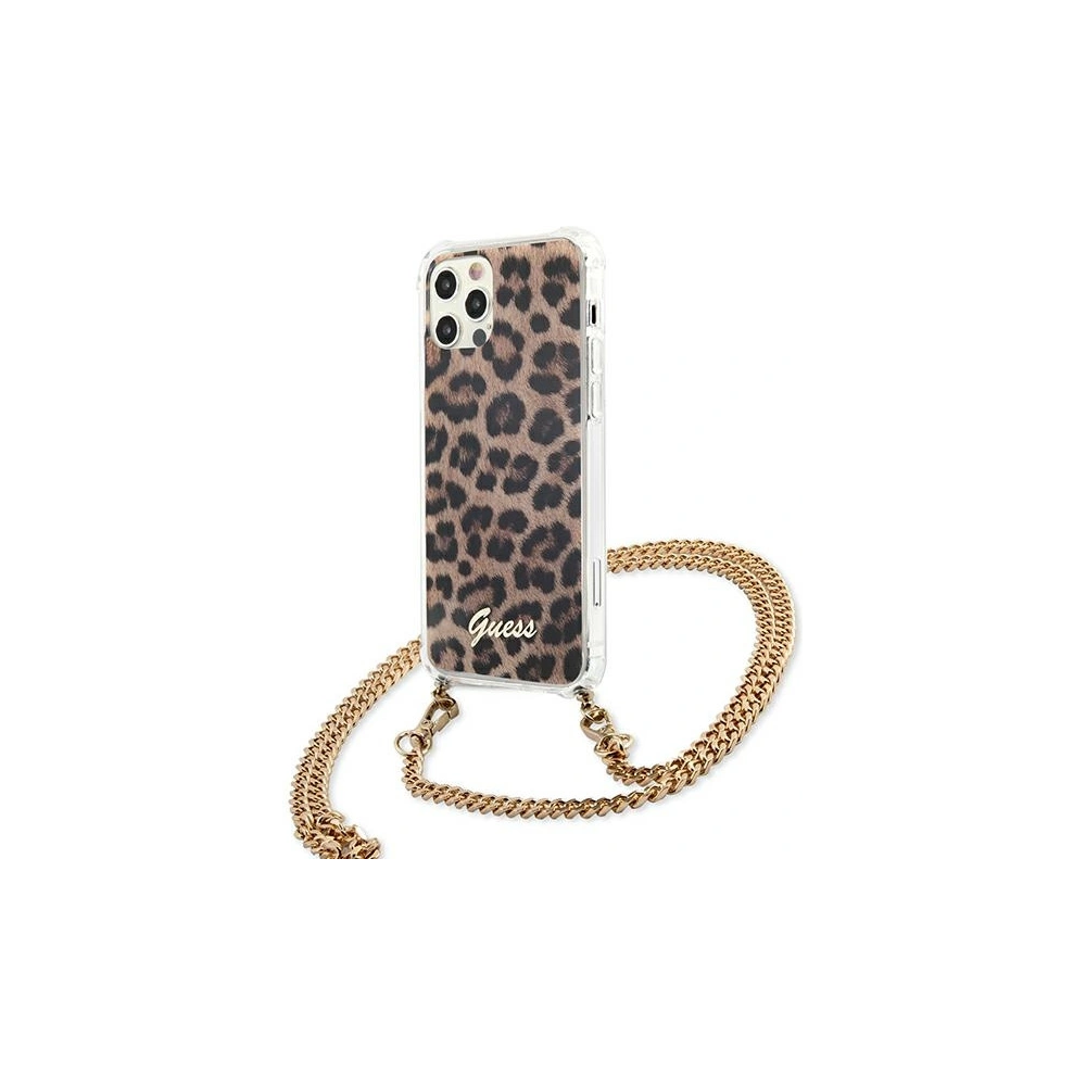 Hurtownia GSM - Etui Guess GUHCP12MKCLEO Apple iPhone 12/12 Pro Leopard hardcase Zlatý pásek - GUE1072LEO - {ean13} - Hurt