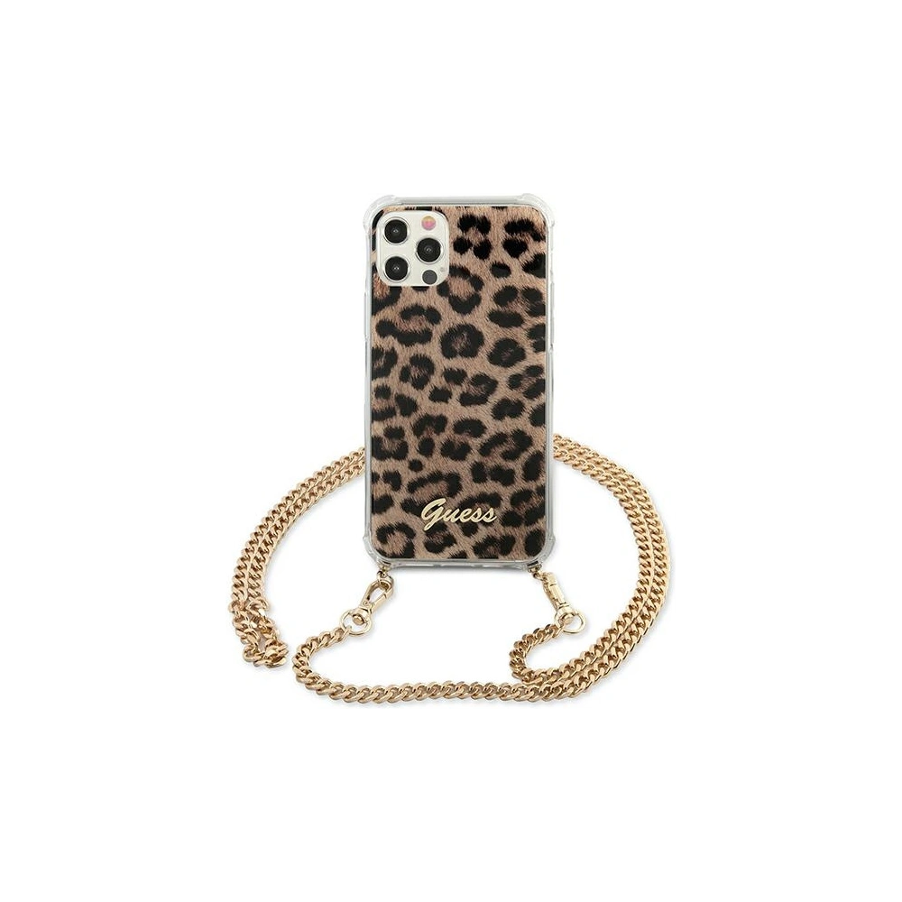 Hurtownia GSM - Etui Guess GUHCP12MKCLEO Apple iPhone 12/12 Pro Leopard hardcase Gold Strap - GUE1072LEO - {ean13} - Hurt