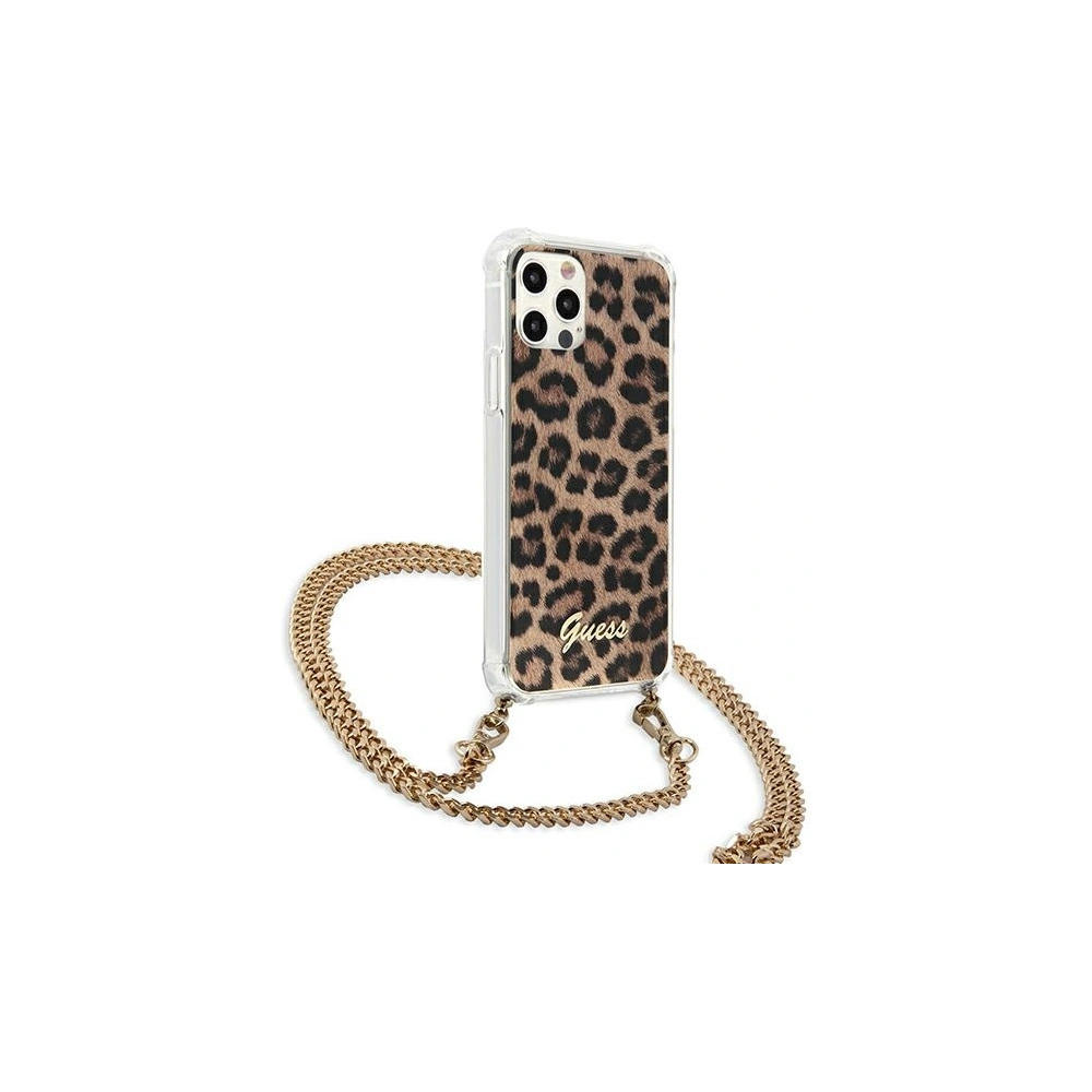 Hurtownia GSM - Etui Guess GUHCP12MKCLEO Apple iPhone 12/12 Pro Leopard hardcase Zlatý pásek - GUE1072LEO - {ean13} - Hurt