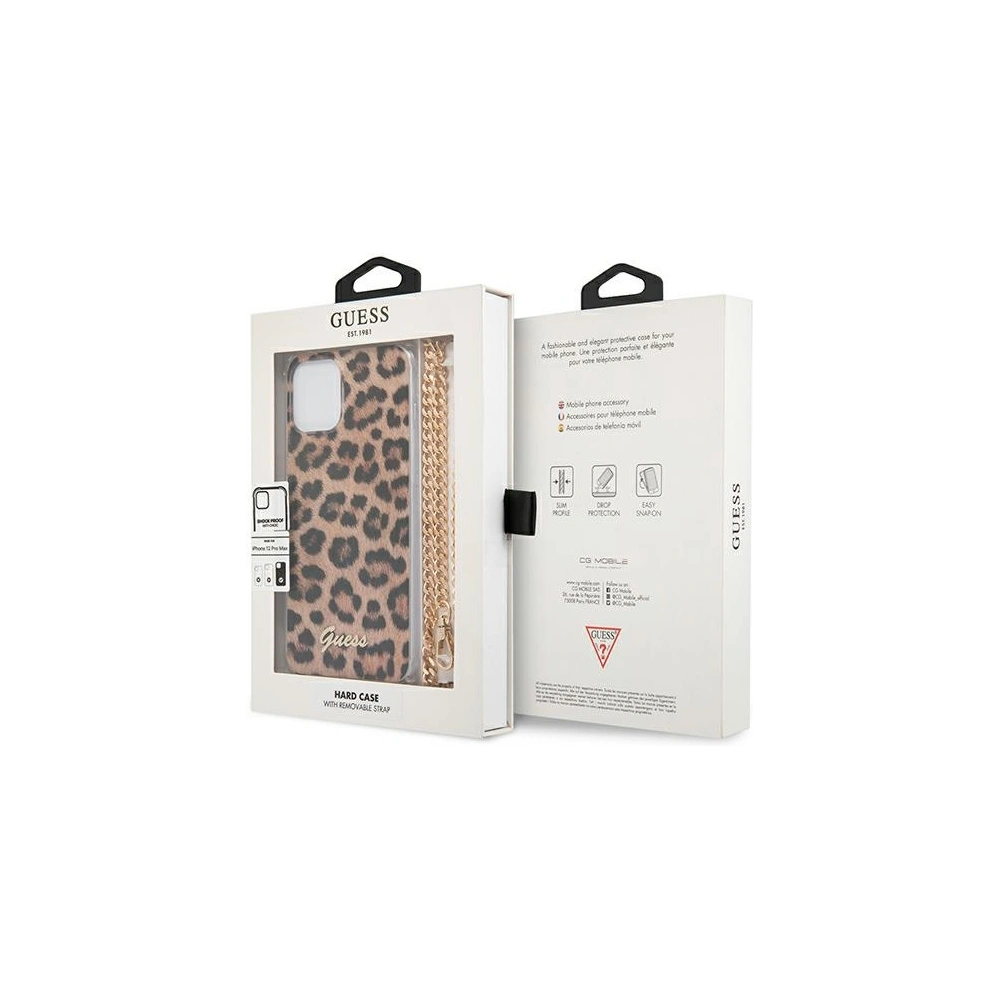 Hurtownia GSM - Etui Guess GUHCP12MKCLEO Apple iPhone 12/12 Pro Leopard hardcase Zlatý pásek - GUE1072LEO - {ean13} - Hurt