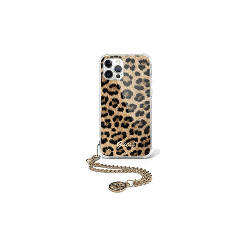 Hurtownia GSM - Etui Guess GUHCP12MKSLEO Apple iPhone 12/12 Pro Leopard hardcase Gold Chain - GUE1073LEO - {ean13} - Hurt