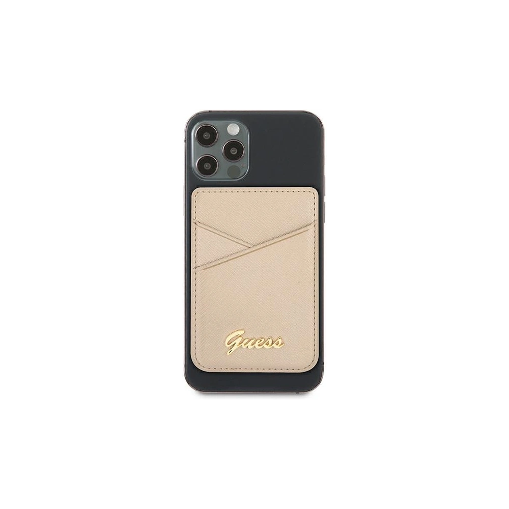 Hurtownia GSM - Kieszeń na karty Guess Wallet Card Slot GUWMSSASLGO MagSafe Saffiano złoty/gold - GUE1083GLD - {ean13} - Hurt