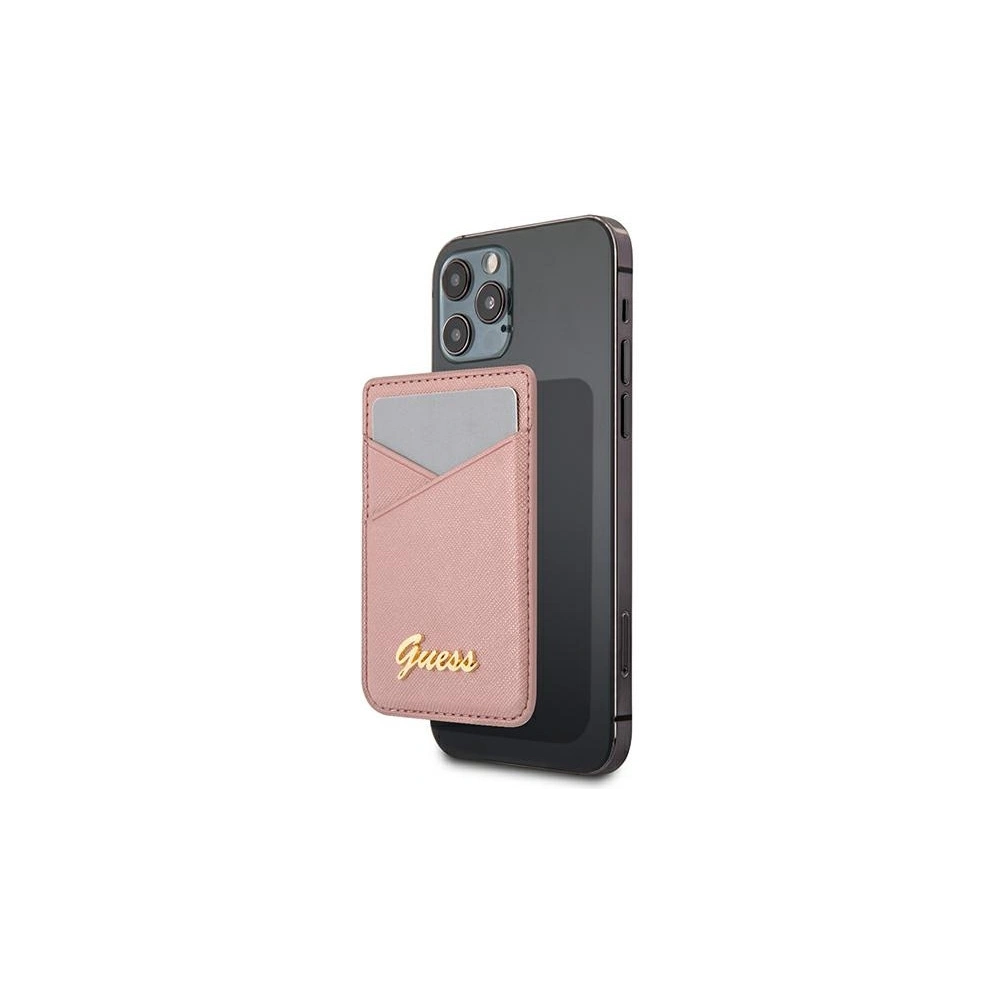 Hurtownia GSM - Kieszeń na karty Guess Wallet Card Slot GUWMSSASLPI MagSafe Saffiano różowy/pink - GUE1084PNK - {ean13} - Hurt