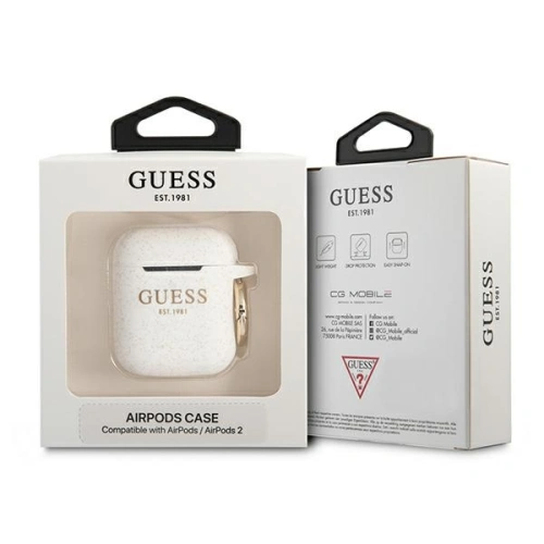 Etui Guess GUA2SGGEH Apple AirPods cover biały/white Silicone Glitter