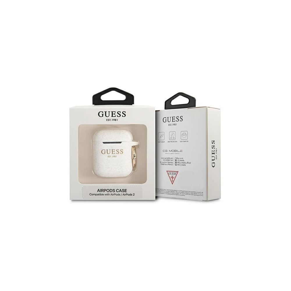 Wholesale Guess GUA2SGGEH Apple AirPods cover white Silicone Glitter - GUE1086WHT - {ean13} - Hurt
