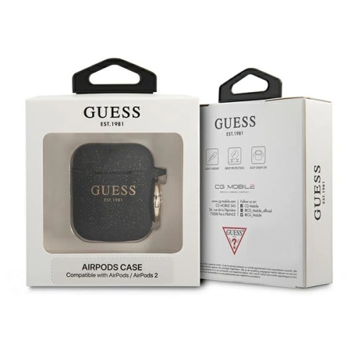 Etui Guess GUA2SGGEK Apple AirPods cover czarny/black Silicone Glitter