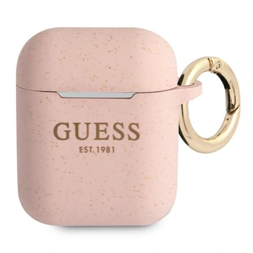 Etui Guess GUA2SGGEP Apple AirPods cover różowy/pink Silicone Glitter