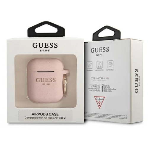 Etui Guess GUA2SGGEP Apple AirPods cover różowy/pink Silicone Glitter