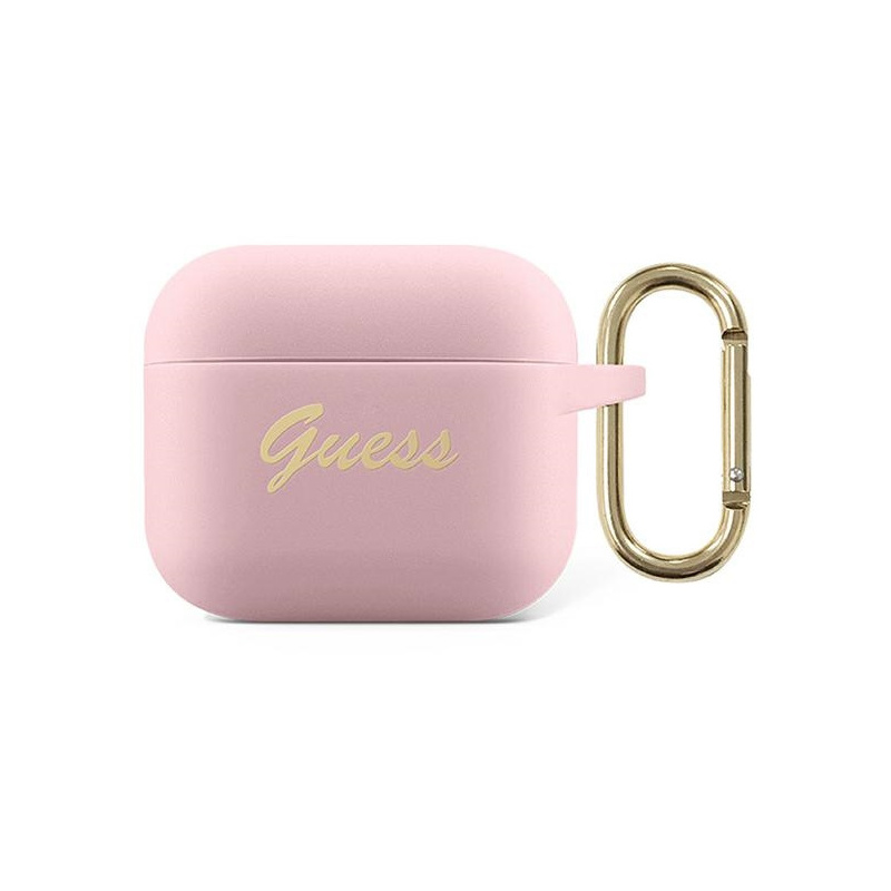 Hurtownia Guess - 3666339009991 - GUE1090PNK - Etui Guess GUA2SSSI Apple AirPods cover różowy/pink Silicone Vintage Script - B2B homescreen