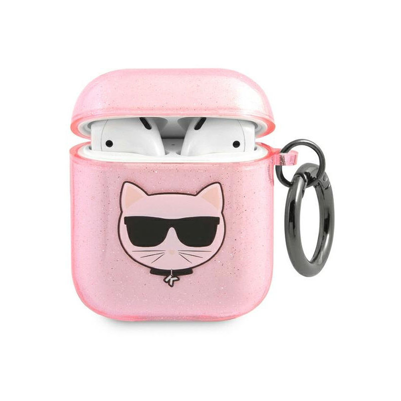 Karl Lagerfeld Distributor - 3666339009168 - KLD568PNK - Karl Lagerfeld KLA2UCHGP Apple AirPods cover pink Glitter Choupette - B2B homescreen
