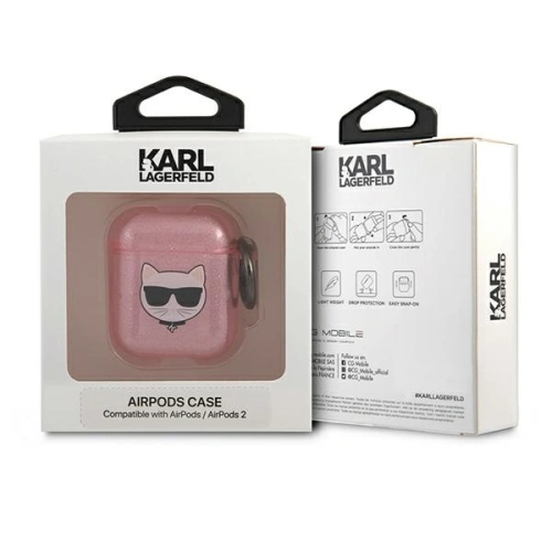 Etui Karl Lagerfeld KLA2UCHGP Apple AirPods cover różowy/pink Glitter Choupette