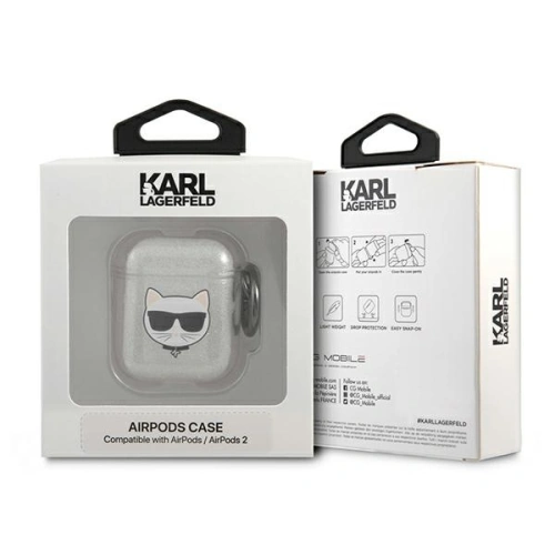 Etui Karl Lagerfeld KLA2UCHGS Apple AirPods cover srebrny/silver Glitter Choupette
