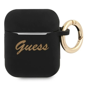 Guess GUA2SSSK Apple AirPods cover black Silicone Vintage Script
