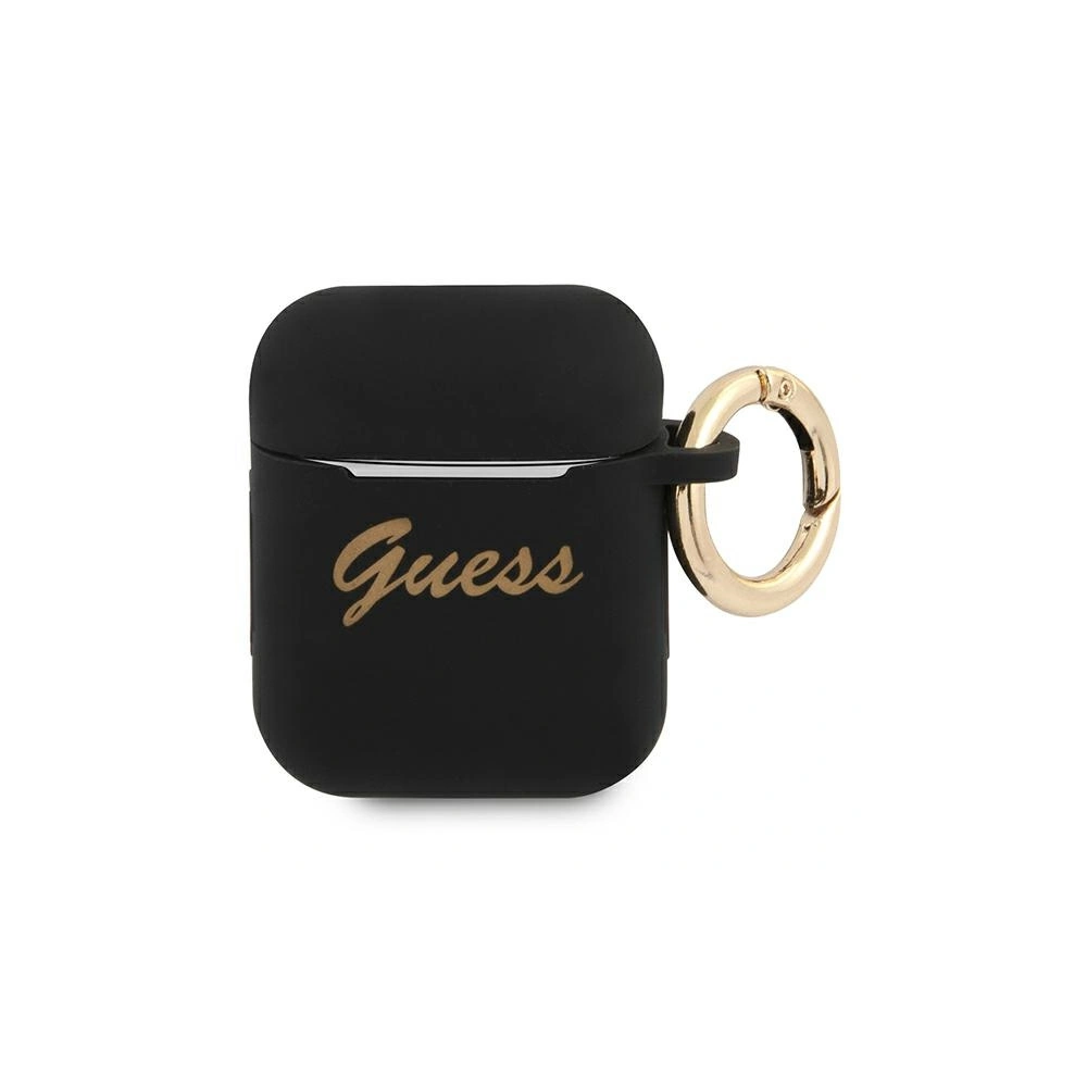 Wholesale Guess GUA2SSSK Apple AirPods cover black Silicone Vintage Script - GUE1091BLK - {ean13} - Hurt