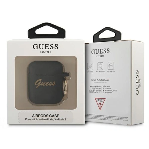 Etui Guess GUA2SSSK Apple AirPods cover czarny/black Silicone Vintage Script