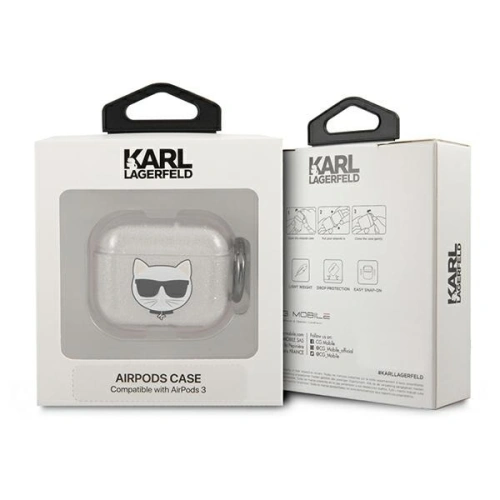Etui Karl Lagerfeld KLA3UCHGS Apple AirPods 3 cover srebrny/silver Glitter Choupette