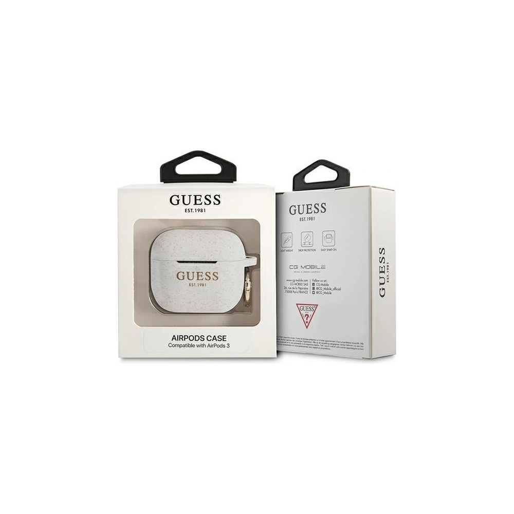 Hurtownia GSM - Etui Guess GUA3SGGEH Apple AirPods 3 kryt bílý/white silikonové s glitry - GUE1101WHT - {ean13} - Hurt