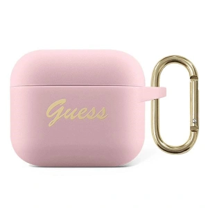 Etui Guess GUA3SSSI Apple AirPods 3 cover różowy/pink Silicone Vintage Script