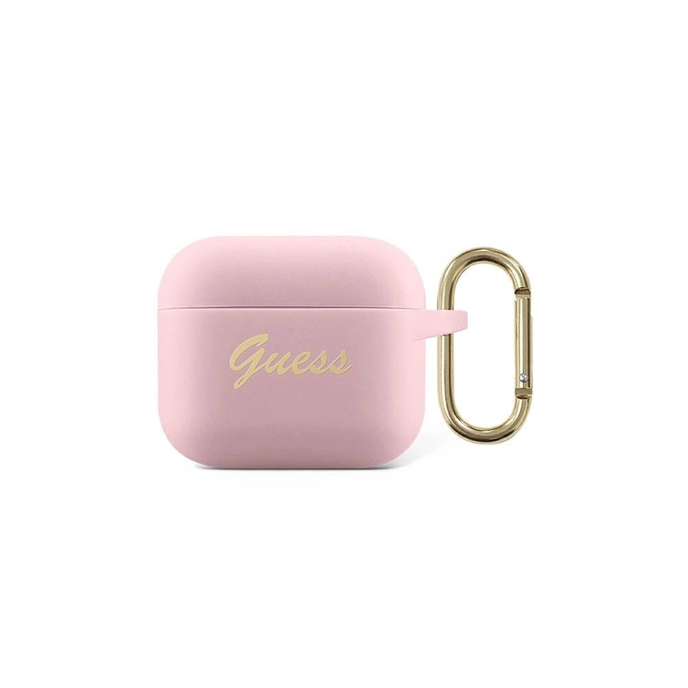 Wholesale Guess GUA3SSSI Apple AirPods 3 cover pink Silicone Vintage Script - GUE1105PNK - {ean13} - Hurt