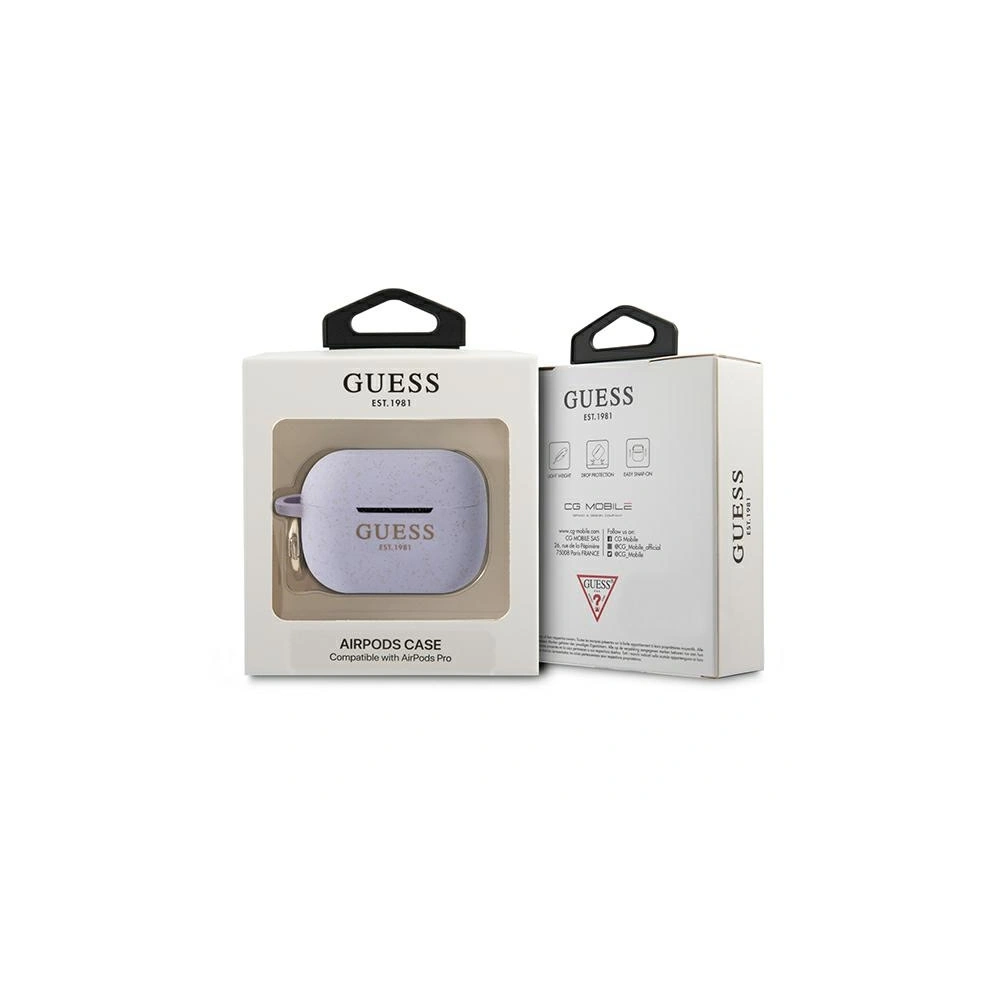 Wholesale Guess GUAPSGGEU Apple AirPods Pro cover purple Silicone Glitter - GUE1114PRP - {ean13} - Hurt