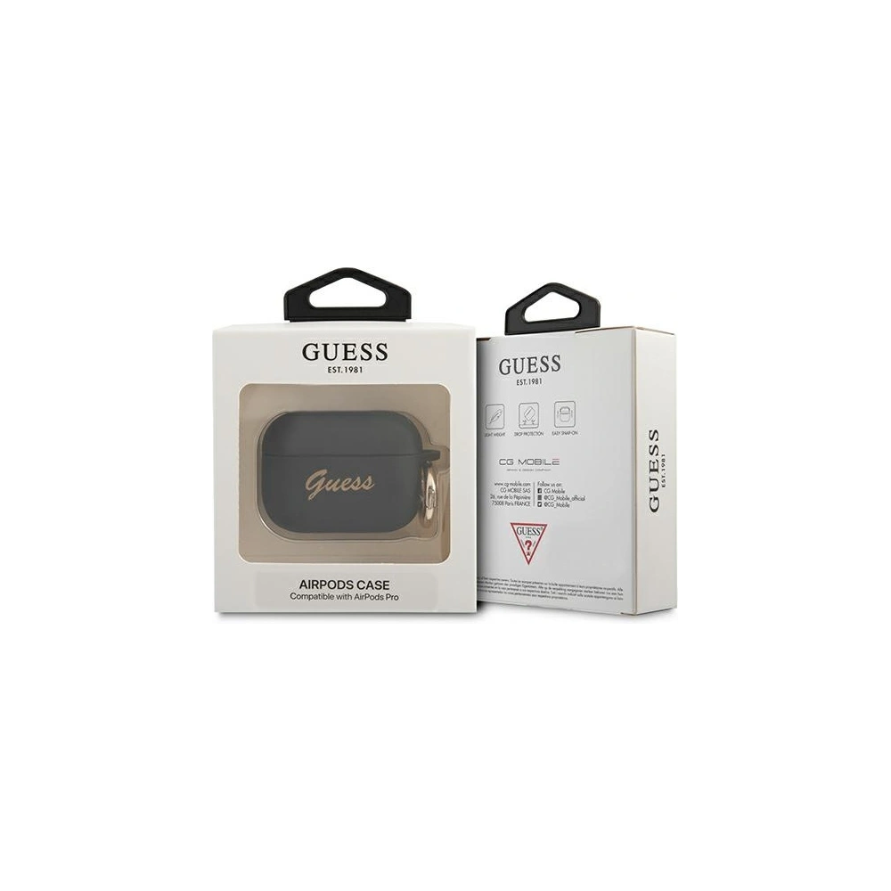 Hurtownia GSM - Etui Guess GUAPSSSK Apple AirPods Pro cover czarny/black Silicone Vintage Script - GUE1116BLK - {ean13} - Hurt